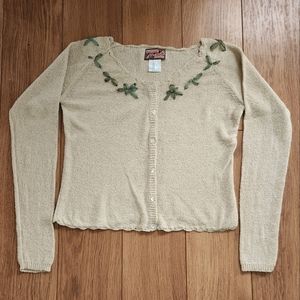 Vintage April Cornell Silk Nylon Knit Vintage Cardigan Beige Small